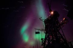 The Northern Lights pass overhead as HMCS Charlottetown transits to Iceland across the North Sea, during EX STEADFAST DEFENDER 24, on 03 March 2024Photo by: Pte Brendan Gamache, Canadian Armed Forces Photo