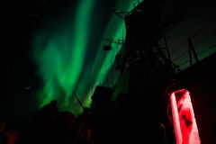 The Northern Lights pass overhead as HMCS Charlottetown transits to Iceland across the North Sea, during EX STEADFAST DEFENDER 24, on 03 March 2024Photo by: Pte Brendan Gamache, Canadian Armed Forces Photo