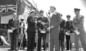 Launch of HMCS Discovery Construction 1943